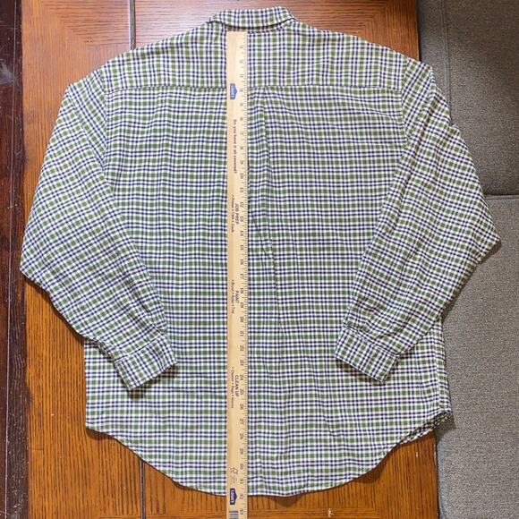 Vintage 90s Abercrombie & Fitch Button Down Green Blue Plaid Check Muscle Large - Picture 9 of 11